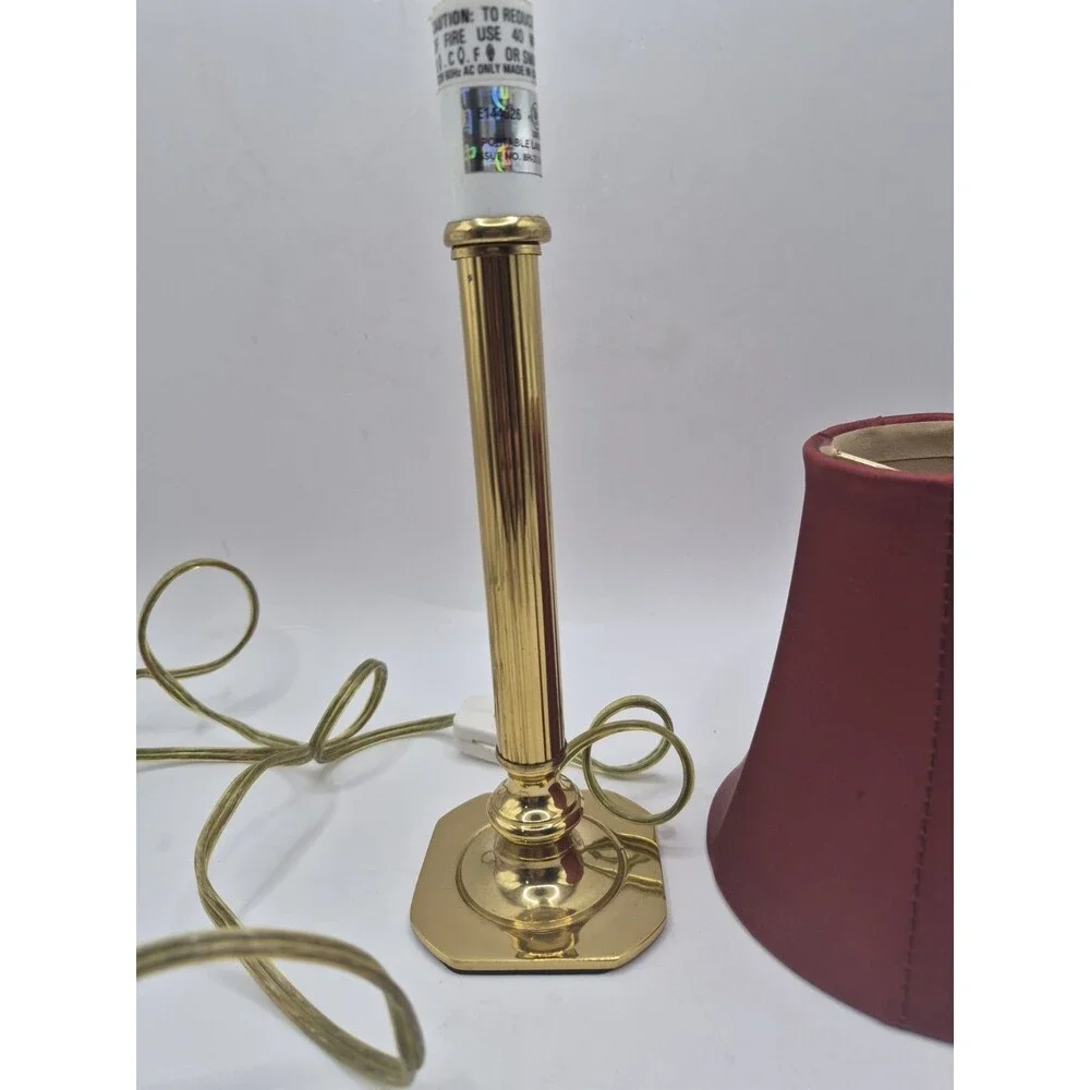 Vintage Small Brass Candlestick Lamp w/  Lamp Shade 13